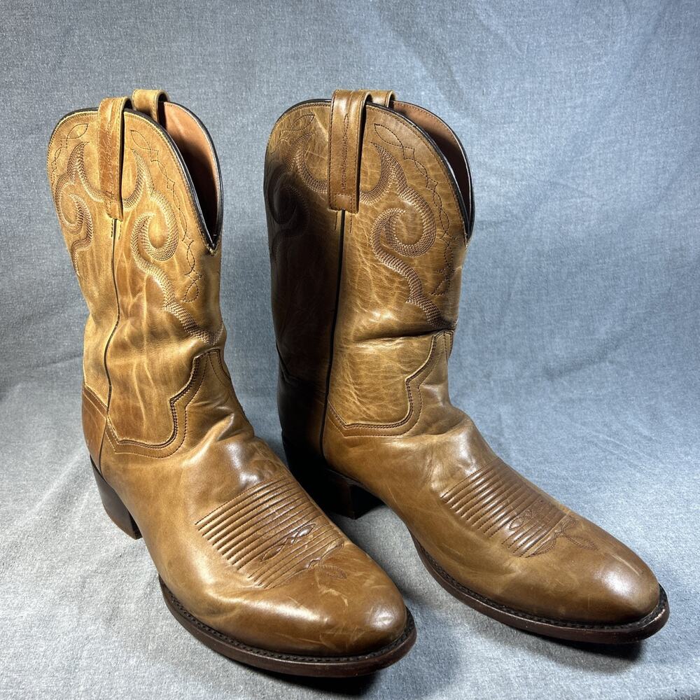 Dan Post Simon DP3229 Cowboy Boots Mens 12 EW Tan Leather Western